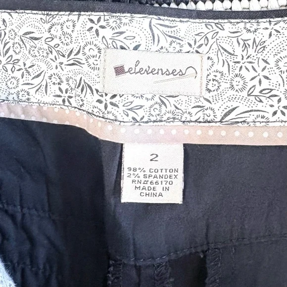 Elevenses x Anthropologie Black Twill Wide Leg Cuffed Trousers Size 2 - Picture 8 of 8